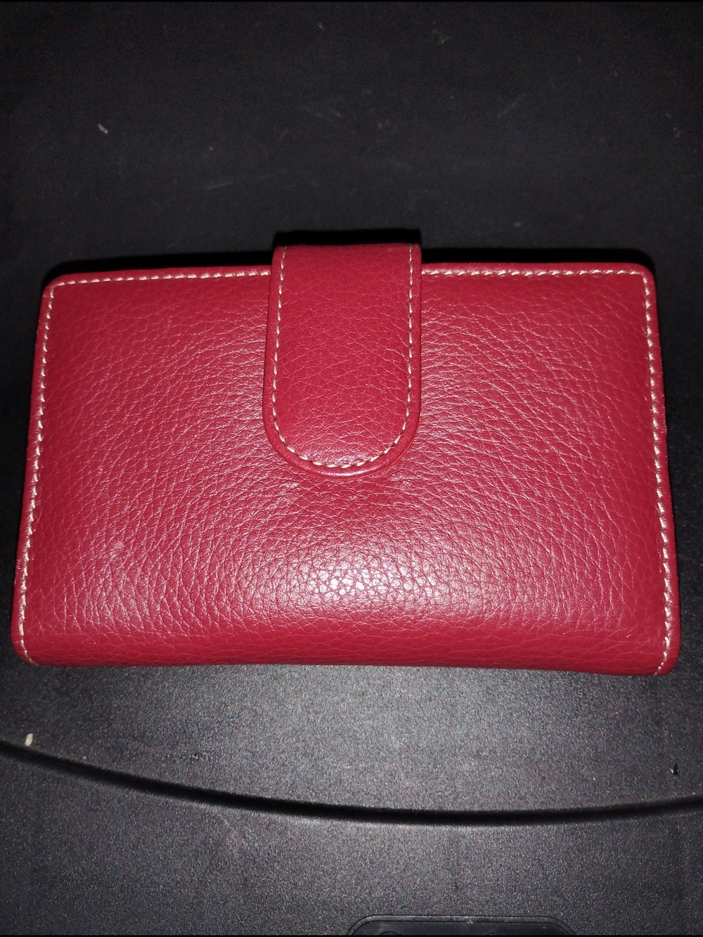 Classic Red Pebbled BiFold Leather Wallet w/ attached Change Pouch